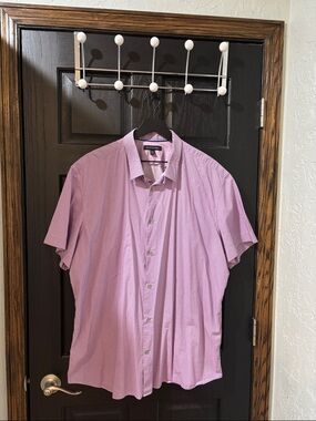 Banana Republic Short-Sleeve Button-Down Shirt in Lavender Microdot